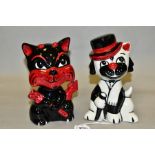 TWO LORNA BAILEY POTTERY CATS, comprising Moonlight cat, height 14cm and Mephisto (Devil) Cat,