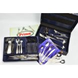 A COMPLETE 'PRIMA EDWARDIAN' CANTEEN OF CUTLERY, blue briefcase style case, complete with a full set
