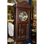 A SMALL GROUP OF MISCELLANEOUS, comprising a wall clock (pendulum and key), a copper coaching
