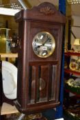 A SMALL GROUP OF MISCELLANEOUS, comprising a wall clock (pendulum and key), a copper coaching