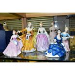 SIX ROYAL DOULTON FIGURINES, comprising Rosalind HN2393, Kirsty HN2381, The Last Waltz HN2315,