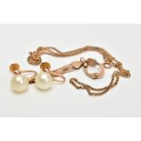 THREE ITEMS OF JEWELLERY, to include a pair of Ciro imitation pearl screw back earrings, stamped