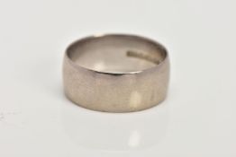 AN 18CT WHITE GOLD WIDE WEDDING BAND, of a plain polished design, approximate width 2.4mm,