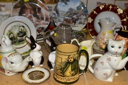 A GROUP OF CERAMICS AND GLASSWARES to include Royal Doulton Series Ware Dr Johnson tankard with