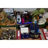 FOUR BOXES OF ASSORTED ITEMS, ETC, to include Nikon 12x25 and Russian 8x30 Binoculars, Robert DAB