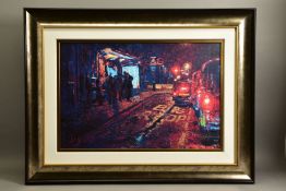 ROLF HARRIS (AUSTRALIAN 1930) 'BUS STOP, HYDE PARK CORNER', a signed limited edition print with