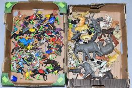 A QUANTITY OF ASSORTED PLASTIC BRITAINS AND TIMPO KNIGHT FIGURES, assorted standing and mounted