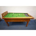 A RILEY BURWAT MAHOGANY FRAMED BAR BILLIARDS TABLE, length 187cm x depth 100cm x height 89cm, with