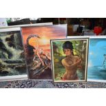 VINTAGE PRINTS, ETC, comprising 'The Nymph' by Joseph Henry Lynch, 'Wings of Love' by Stephen