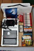 A BOX OF 1980'S COMPUTER GAMES AND A SINCLAIR ZX81, to include Oric, Oric1 and Oric 48K games (