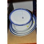 FOUR KEELING & CO LOSOL WARE 'CLAREMONT' OVAL MEAT PLATES IN GRADUATING SIZES, 46cm x 35.5cm, 41cm x