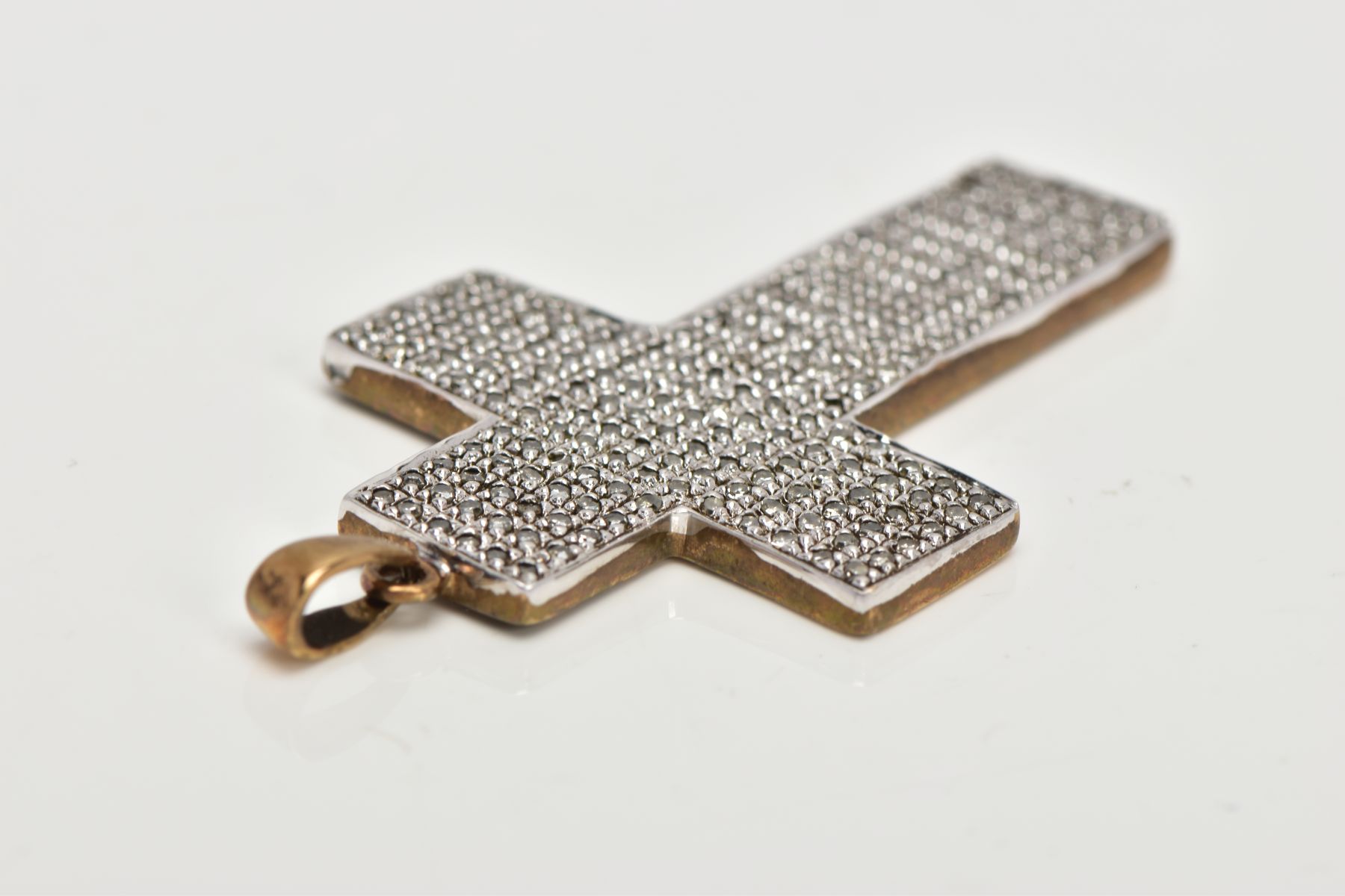 A 9CT GOLD DIAMOND CROSS PENDANT, the cross pendant set throughout with single cut diamonds, - Image 4 of 4