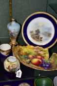 FIVE PIECES OF ROYAL WORCESTER PORCELAIN, four of which are in need of restoration, comprising a