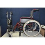 A REMPLOY DASH LITE WHEELCHAIR with footrests and a Days disability Walker (2)