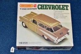 A BOXED MATCHBOX AMT PK-7503 1:16 SCALE PLASTIC MODEL KIT (19)57 NOMAD STATION WAGON CHEVEROLET,