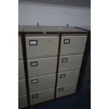 TWO TRIUMPH METAL FOUR DRAWER FILING CABINETS, width 47cm x depth 62cm x height 132cm (each with one
