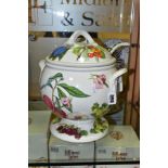 A PORTMEIRION POMONA PATTERN SOUP TUREEN WITH COVER AND LADLE, height approximately 31cm (
