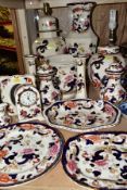 A COLLECTION OF FIFTEEN PIECES OF MASONS IRONSTONE MANDALAY PATTERN WARES, including two table