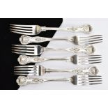 SIX LATE VICTORIAN SILVER KINGS PATTERN FORKS, each hallmarked 'Josiah Williams & Co' London 1896,