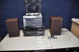 A PAIR OF VINTAGE KEF CHORALE 3 SPEAKERS ,a Sony CDP-XE520 CD player, a Technics, RS-TR515 dual tape
