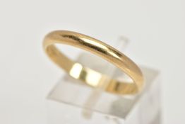 A 9CT GOLD WEDDING BAND, plain polished band, hallmarked 9ct gold Sheffield, ring size U,