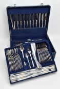 A COMPLETE 'SUISSINE' CANTEEN OF CUTLERY, within a blue briefcase style case, complete with a full