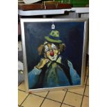 CAVAN CORRIGAN (BRITISH 1942) a portrait of a clown, signed lower left, oil on board, size