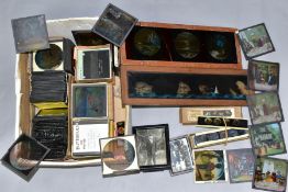 MAGIC LANTERN SLIDES, approximately one hundred and fifty slides, b/w and colour featuring