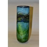 JONATHAN HARRIS, IRONBRIDGE STUDIO GLASS VASE, Horizon pattern, layered and decorated in shades of