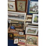 A COLLECTION OF WATERCOLOUR PAINTINGS, ETC, most produced by Molly Mayhew and Maureen Leeming with a