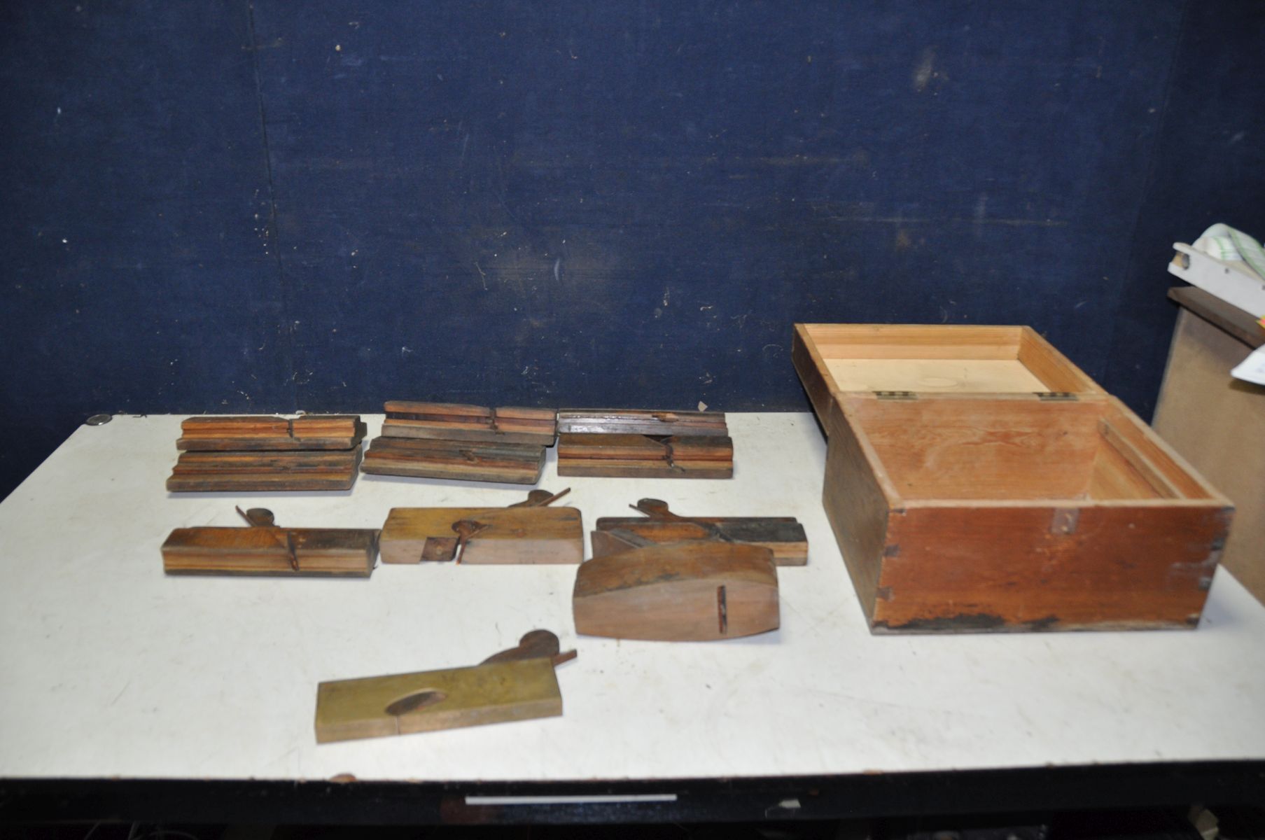 A COLLECTION OF EIGHT VINTAGE WOODEN MOULDING PLANES, makers include four Varvill and Sons, two by