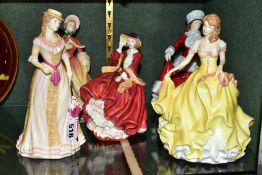 FIVE ROYAL DOULTON FIGURINES, comprising a set of four Pretty Ladies 'Spring' HN5321, Summer HN5322,