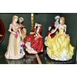 FIVE ROYAL DOULTON FIGURINES, comprising a set of four Pretty Ladies 'Spring' HN5321, Summer HN5322,