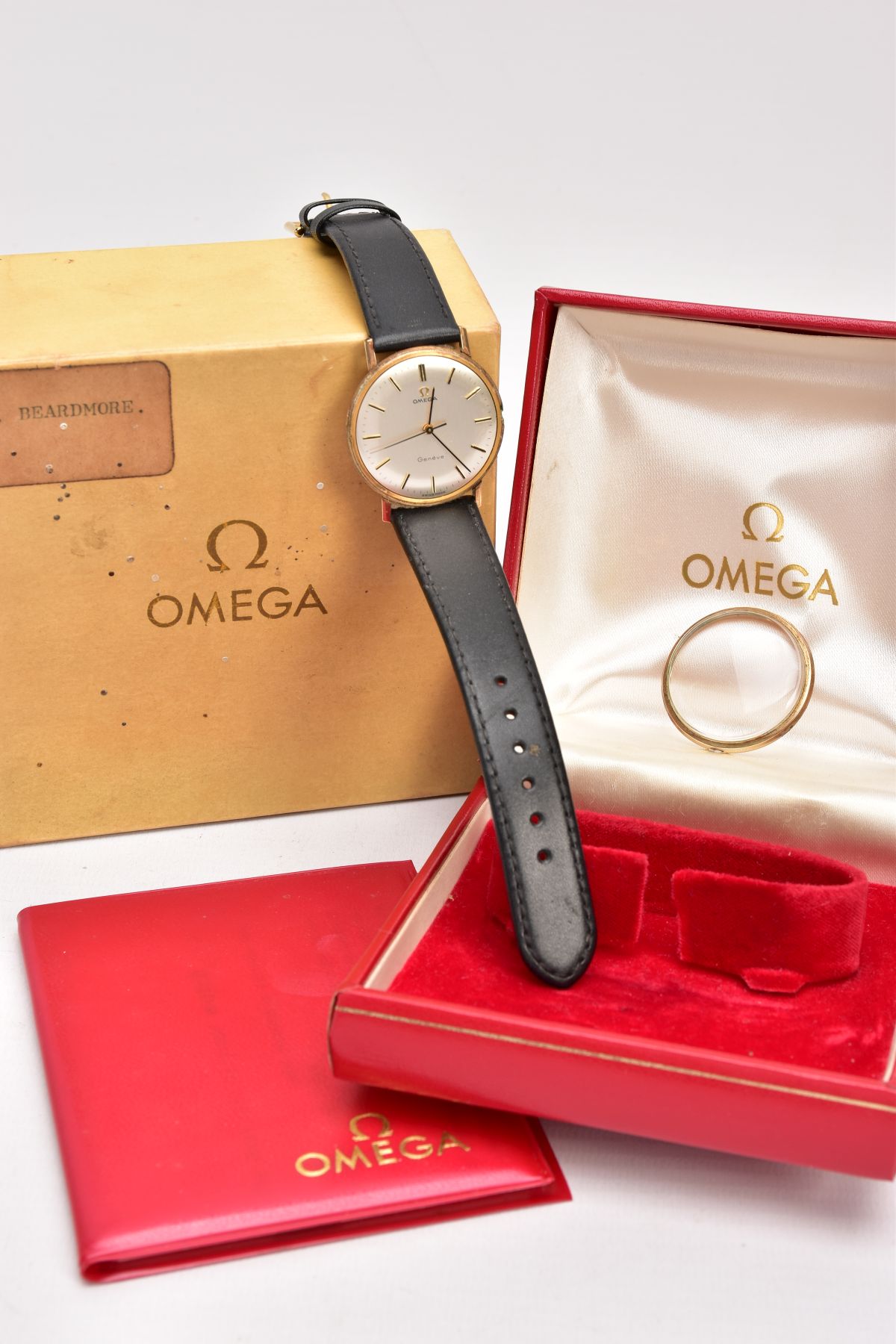 A GENTS 9CT GOLD 'OMEGA GENEVE' WRISTWATCH, (missing crown) round silver dial signed 'Omega Geneve', - Image 6 of 6