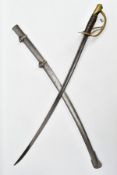 AN EXAMPLE OF AN M1840 US CAVALRY SABER, with scabbard, the blade length is approximately 89cm and