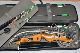 A SEVERN PRODUCTS CARRY CASE CONTAINING A KOREAN QUICKS CRUSADER TAKE APART ARCHERY BOW, marked