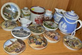 A GROUP OF 18TH AND 19TH CENTURY PORCELAIN AND POTTERY, to include a Lowestoft porcelain Low Chelsea