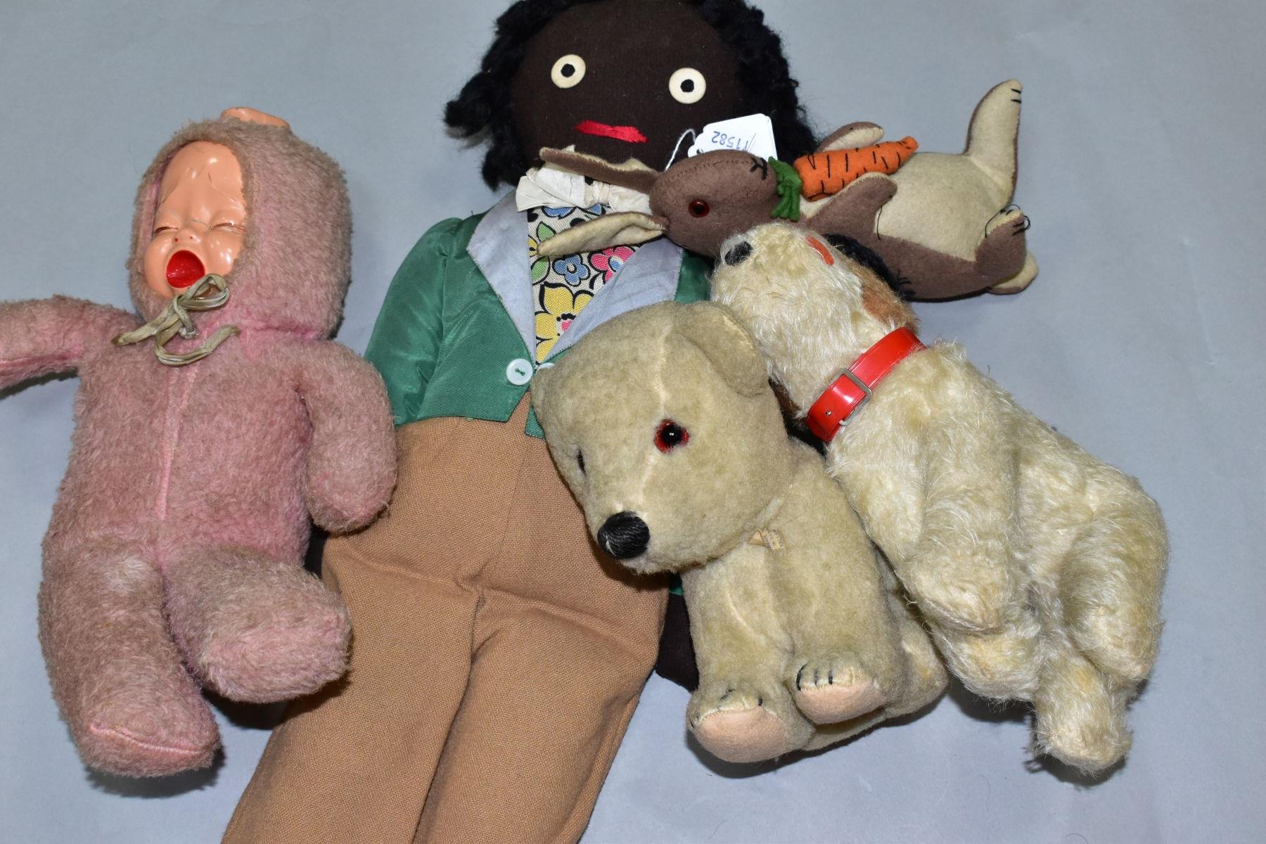 A QUANTITY OF ASSORTED DOLLS AND SOFT TOYS, to include Chad Valley Polar Bear, Hygenic Toys label to - Image 5 of 5