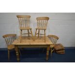 A RECTANGULAR PINE KITCHEN TABLE with a single drawer to one side, length 136cm x depth 82cm x