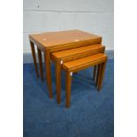 A DANISH TEAK NEST OF THREE TABLES