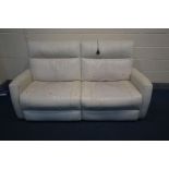 A CREAM LEATHER ELECTRIC RECLINING SOFA, length 189cm