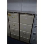 TWO BISLEY METAL FOUR DRAWER FILING CABINETS, width 47cm x depth 62cm x height 132cm (each with