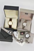 FOUR GENTS FASHION WRISTWATCHES, to include a boxed 'Rotary', round cream dial signed 'Rotary',