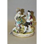 A VIENNA PORCELAIN FIGURE GROUP OF A SHEPHERD AND SHEPHERDESS in 18th Century costume, modelled with