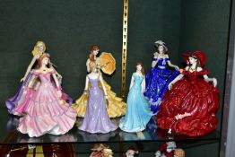 SEVEN VARIOUS FIGURINES, comprising five Coalport Heather (figure of year 2011), two from Classic