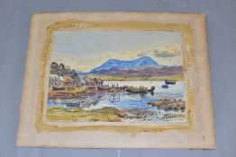 HENRY MOORE RA (1831-1895) PORTREE:SKYE, a Scottish Islands coastal landscape, figures and boats