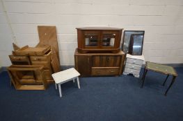 A COLLECTION OF VARIOUS PIECE OF FURNITURE comprising an oak sideboard, width 122cm x depth 46cm x