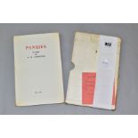 D.H. LAWRENCE; PANSIES, a soft-cover, Limited Edition signed copy, no.197/500, privately printed,