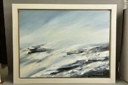 LYNNE TIMMINGTON (BRITISH CONTEMPORARY) 'SMORUMNEDRE', a stormy seascape, signed bottom right,