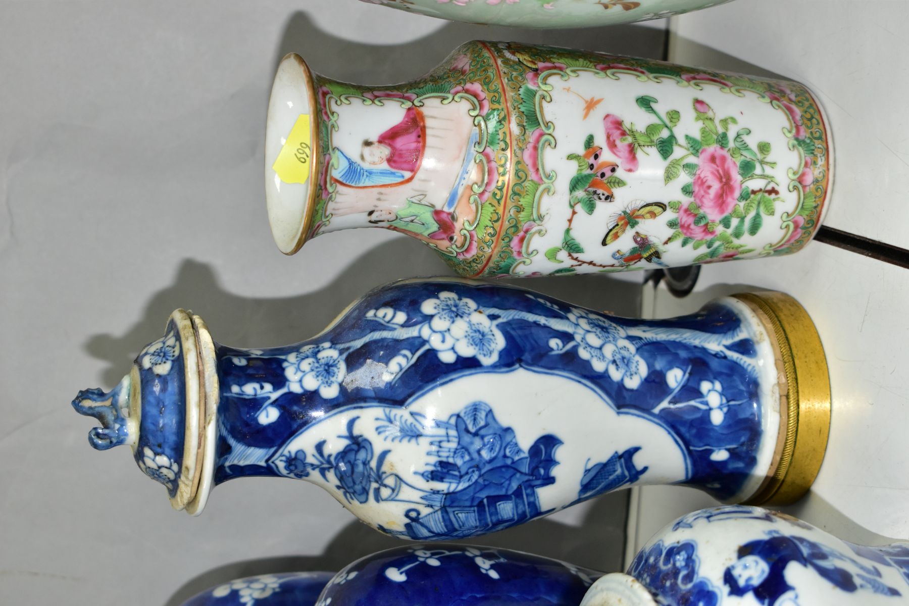 CHINESE CERAMICS AND CLOISONNE WARES, ETC, to include a carved white lacquer vase of globular form - Image 8 of 12